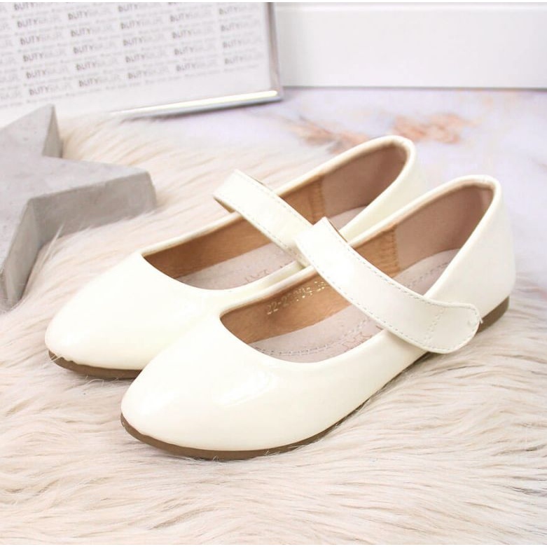 Bailarinas femininas com velcro comunhão Potocki branco 2