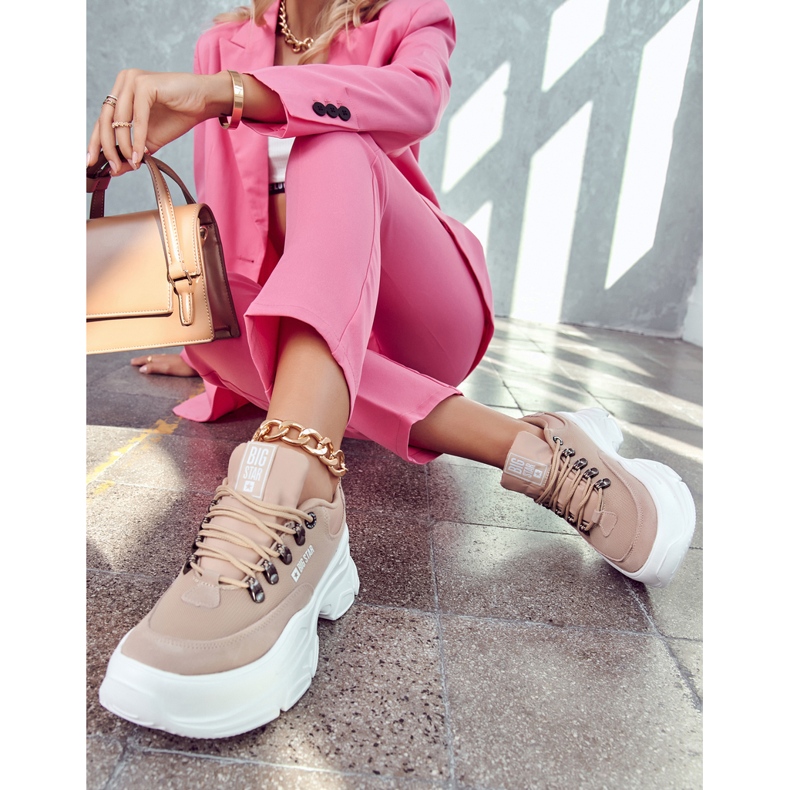 Tênis esportivo feminino Big Star JJ274A222 Bege 1