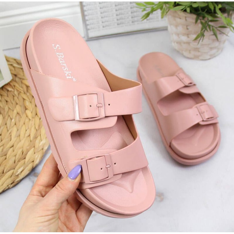 Chinelos de borracha com fecho rosa brilhante S. Barski 1 Chinelos de borracha com fecho rosa brilhante S. Barski 1