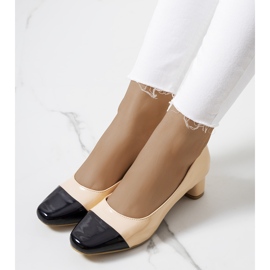 Bombas femininas Bege Dikra preto 1