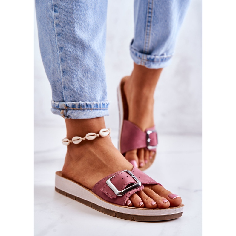 Chinelos femininos da moda com fivela Inblu CP000031 rosa 2