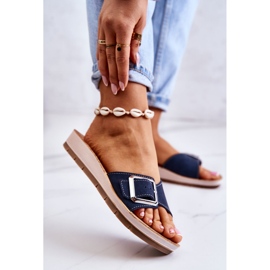 Chinelos femininos da moda com fivela Inblu CP000031 Azul Marinho 2