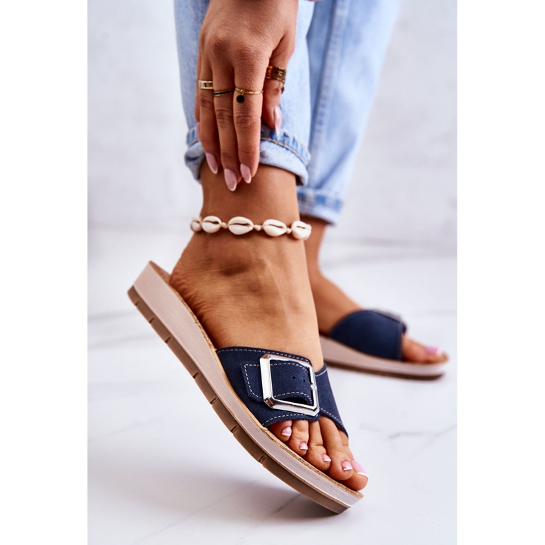 Chinelos femininos da moda com fivela Inblu CP000031 Azul Marinho 2
