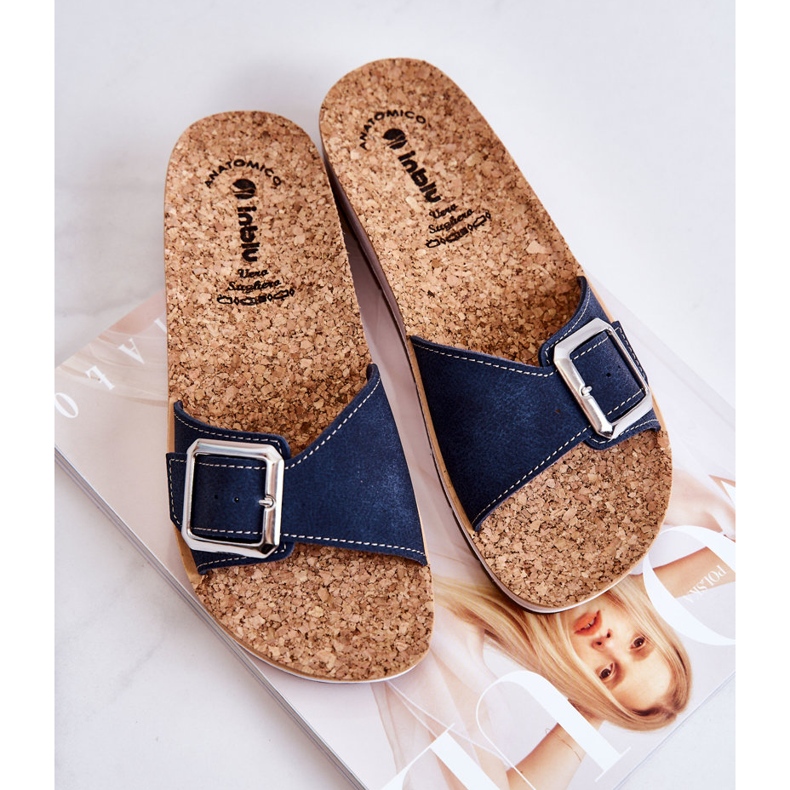 Chinelos femininos da moda com fivela Inblu CP000031 Azul Marinho 1