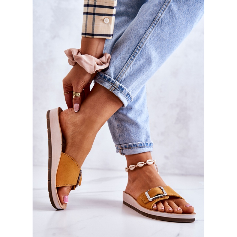 Chinelos femininos da moda com fivela Inblu CP000031 Amarelo 2