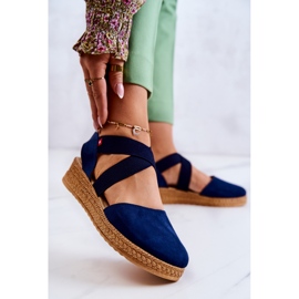 Espadrilhas femininas de camurça Big Star JJ276037 Azul Marinho 2