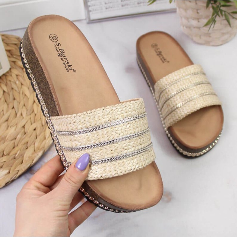 Chinelos plataforma bege W S. Barski 1