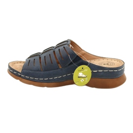 Flip-flops femininos com um OpenWork Evento 22SD98-4536 Navy Blue Pattern azul 1