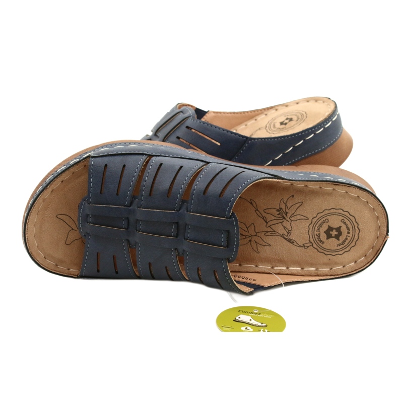Flip-flops femininos com um OpenWork Evento 22SD98-4536 Navy Blue Pattern azul 4