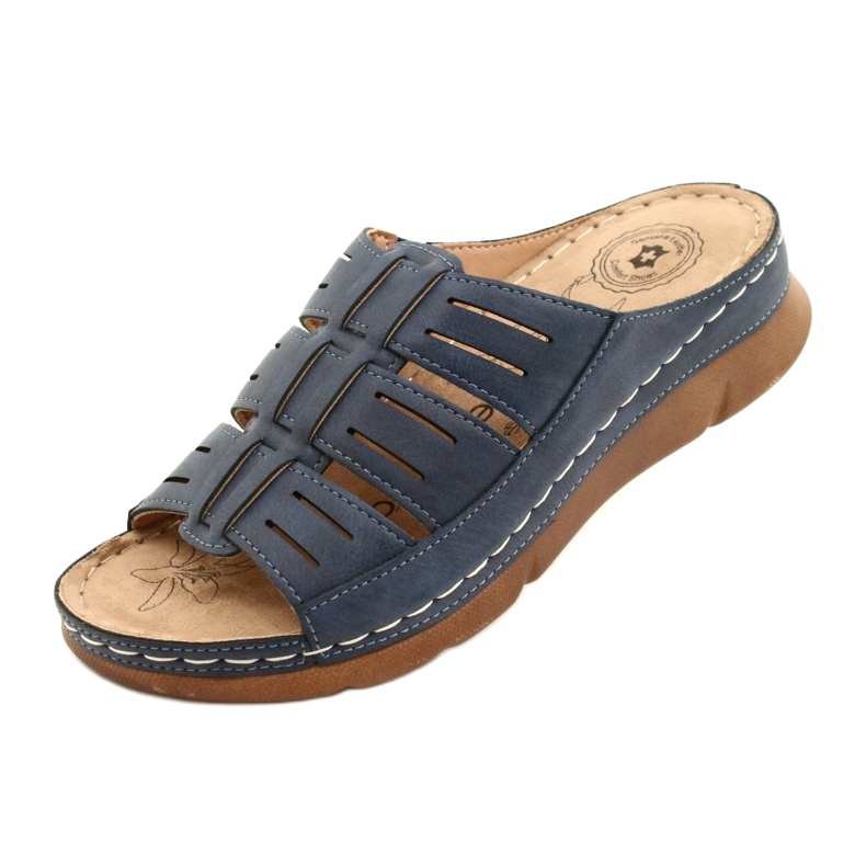 Flip-flops femininos com um OpenWork Evento 22SD98-4536 Navy Blue Pattern azul 3