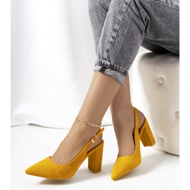 Sapatos de salto aberto Mustard Leest amarelo 1
