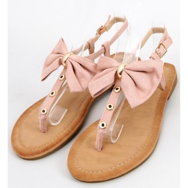 Chinelos com laço Megi Champagne rosa 1