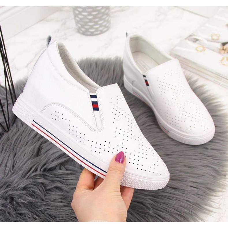 Tênis de couro com cunhas vazadas brancas W Filippo branco 1