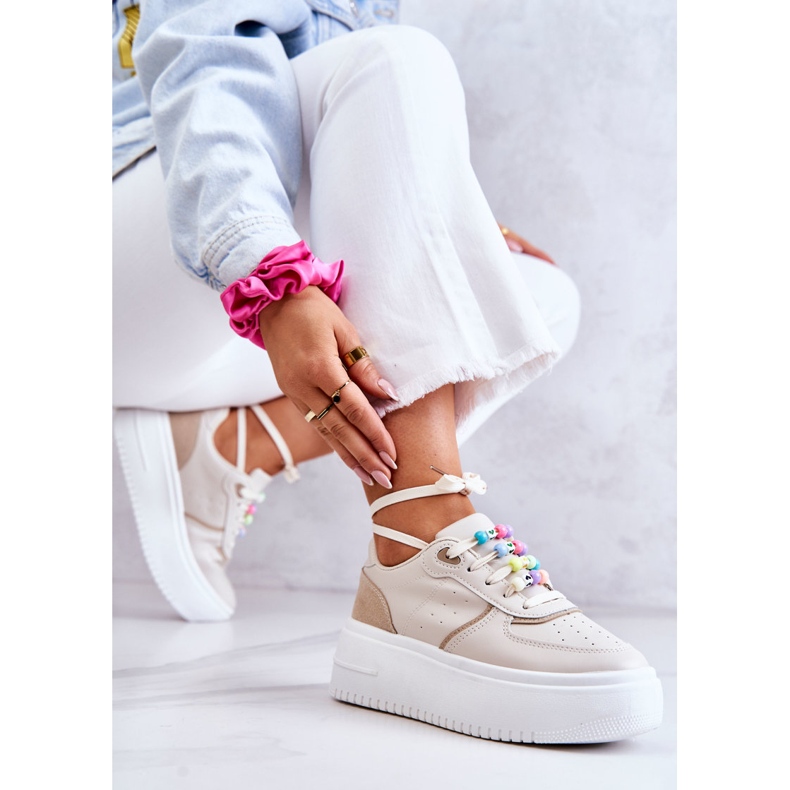 PS1 Tênis esportivo feminino amarrado bege manila 1