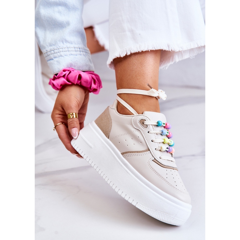 PS1 Tênis esportivo feminino amarrado bege manila 2