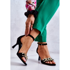 Sandália de salto alto em camurça Laura Messi 2366 Preto 2