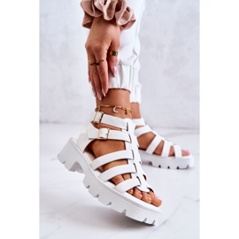 PS1 Sandálias de couro com tiras minorita branca branco 1