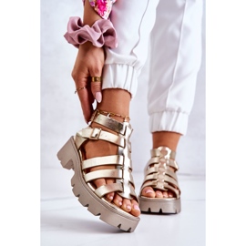 PS1 Sandálias de Couro com Tiras de Minorita Dourada dourado 1