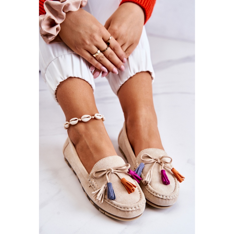 PS1 Mocassins femininos de camurça bege claro Wilessa 1