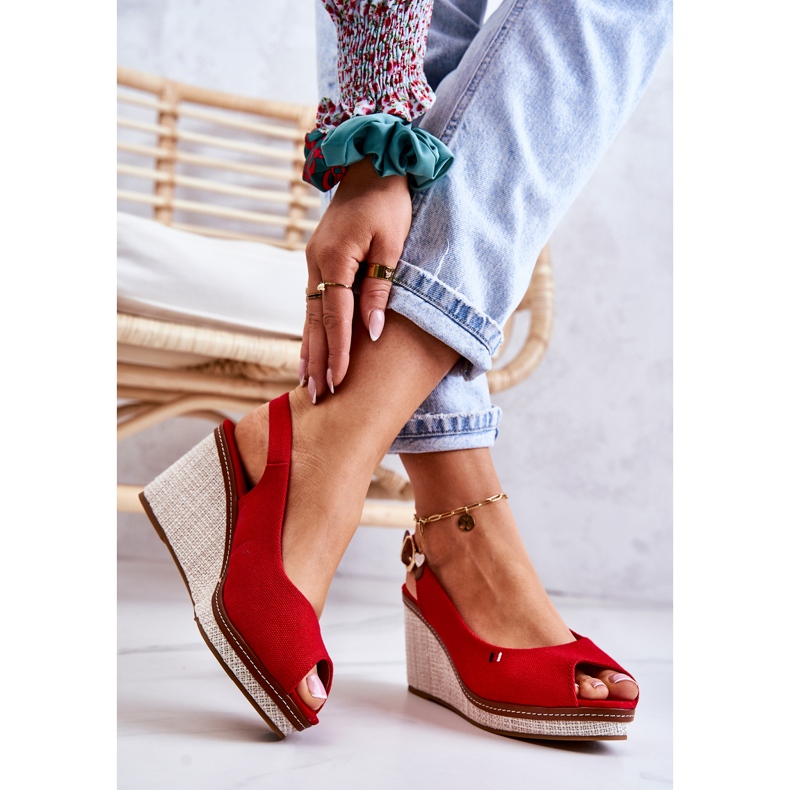 PS1 Sandálias femininas confortáveis ​​com talas vermelhas de fivela vermelho 2