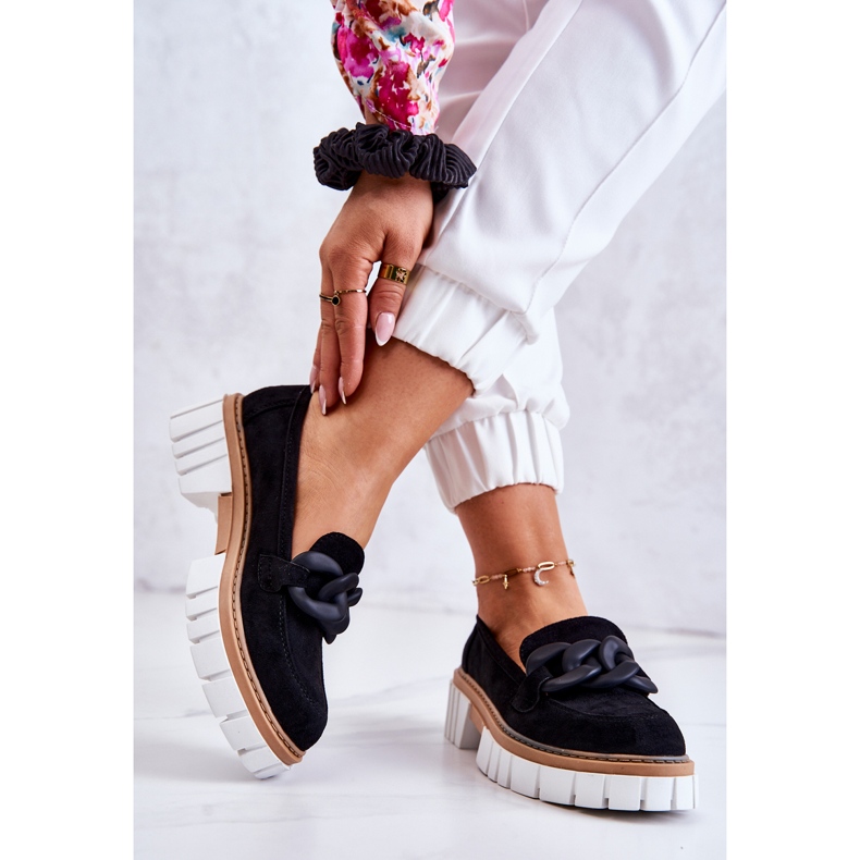 PS1 Mocassins de camurça com decoração em Talisa preta preto 2