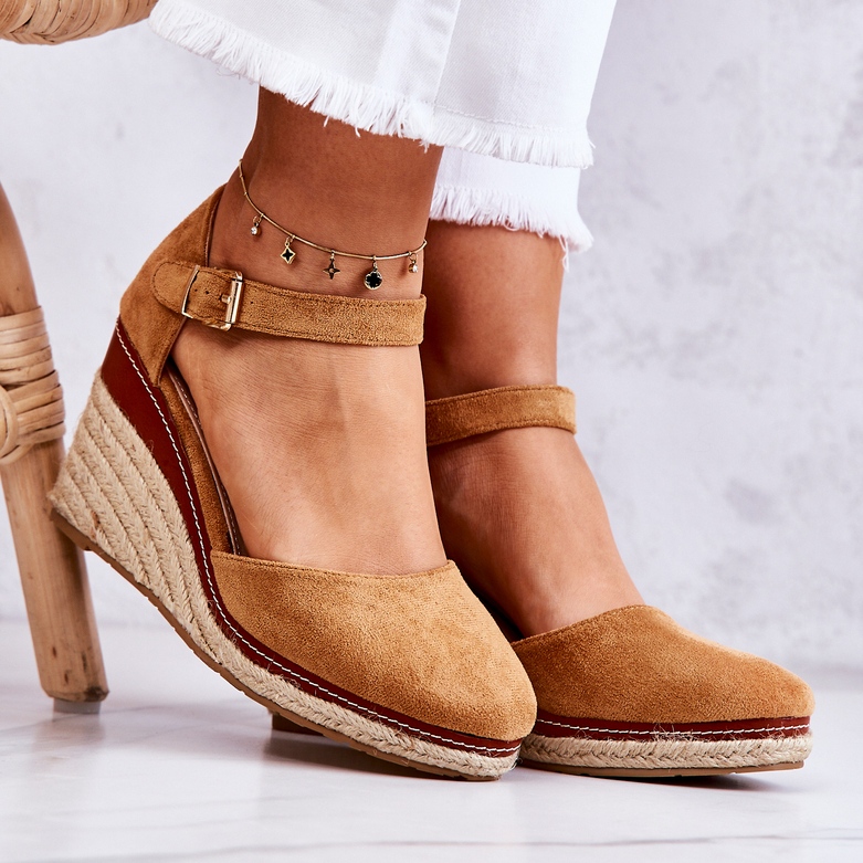 PS1 Alpargatas marrons femininas em uma cunha de tamarill castanho 1