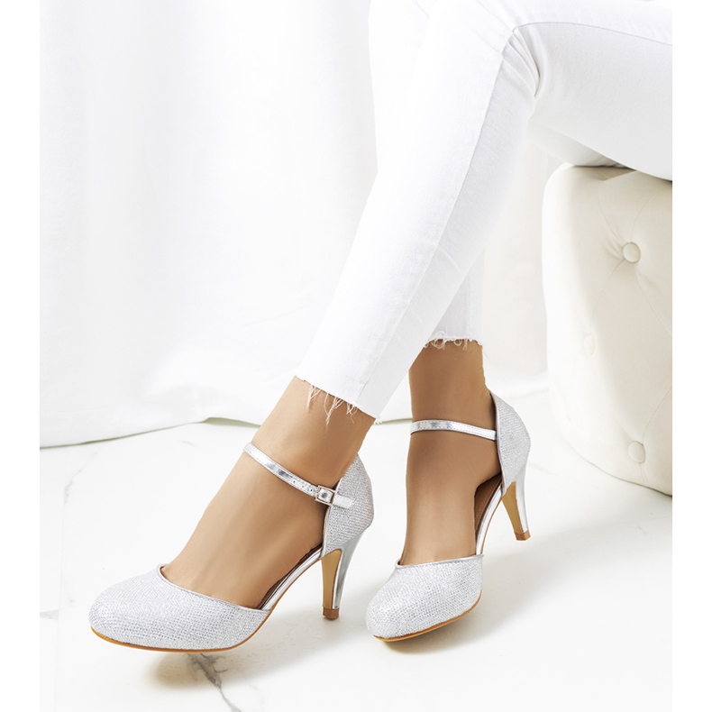 Bombas Rosetown brilhantes prateadas prata 1