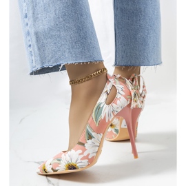 Sapatos de salto agulha rosa com padrão floral Jalisa branco multicolorido 2 Sapatos de salto agulha rosa com padrão floral Jalisa branco multicolorido 2