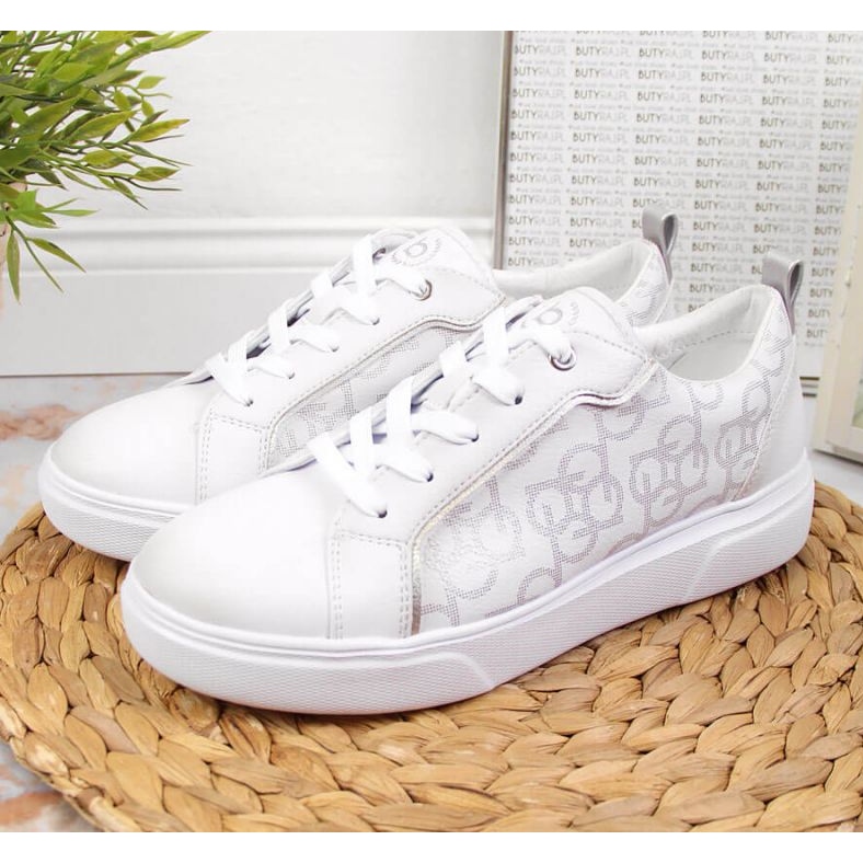 Tênis branco Bugatti W JJ253151 bege dourado 2