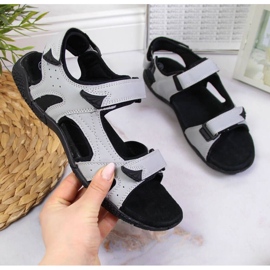 Sandálias esportivas cinza com velcro W American Club preto 1