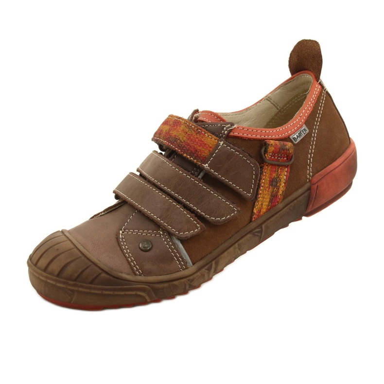 Sapatos de couro com Velcro Bartek 28764-70Q marrom laranja 2