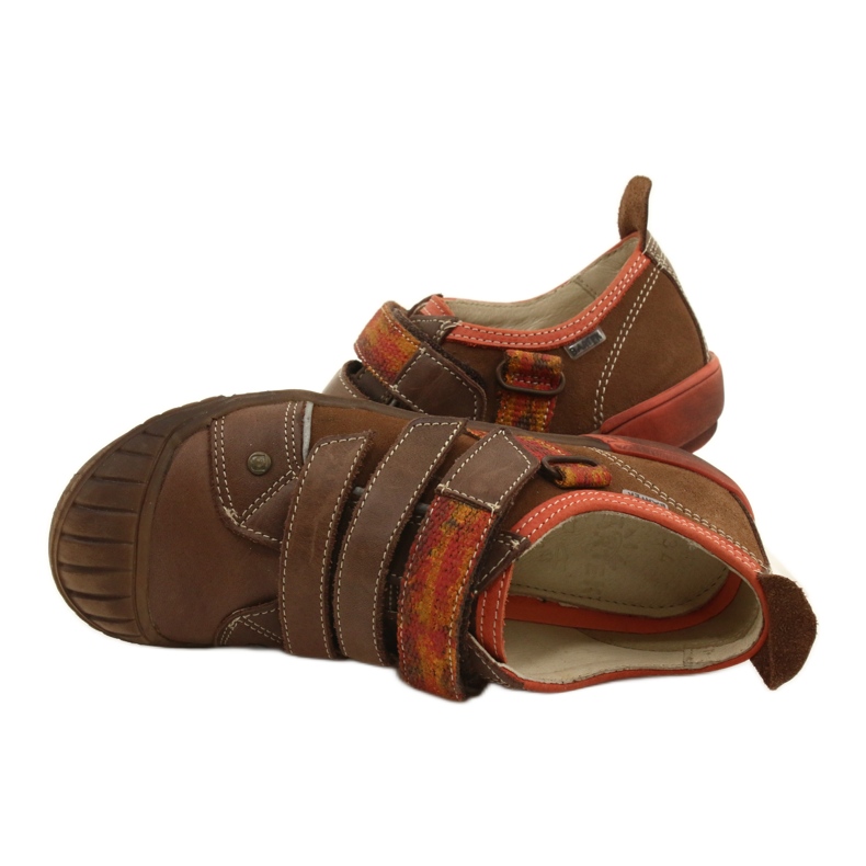 Sapatos de couro com Velcro Bartek 28764-70Q marrom laranja 3