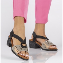 Sandálias de couro Filippo DS2308 / 22 Bk Go preto e dourado 1