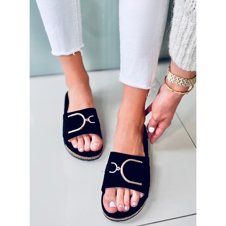 Chinelos de sola de cortiça Tara Black preto 1