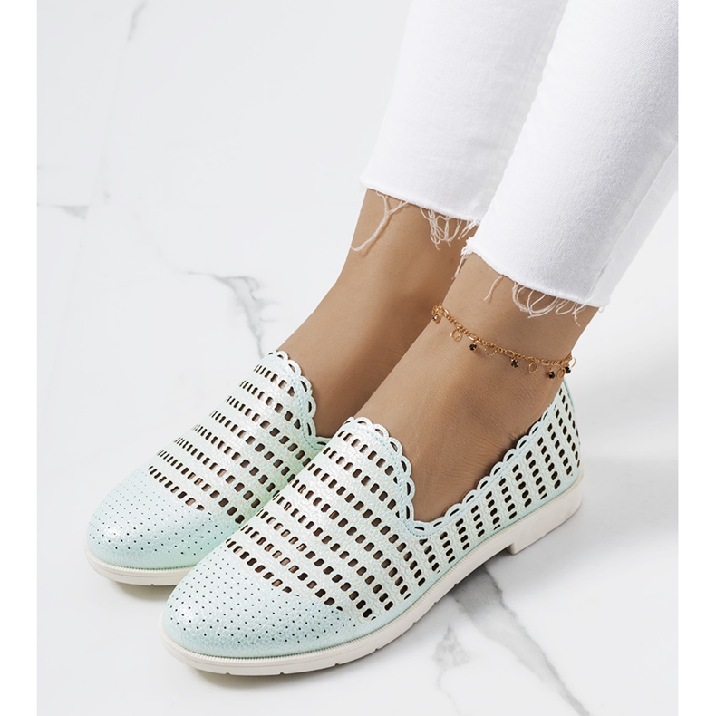 Mocassins femininos a céu aberto Naja verde 1