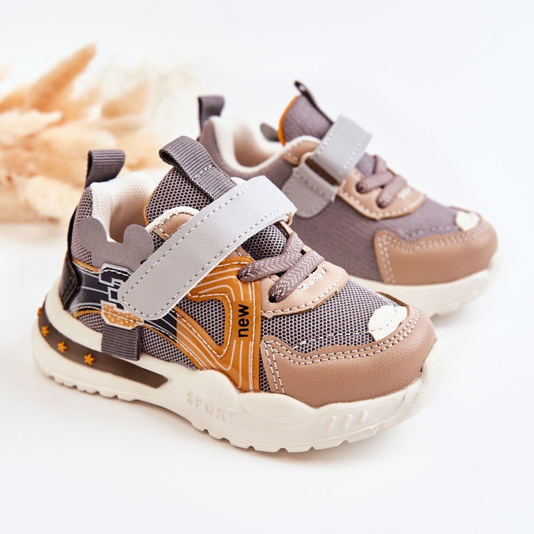 PJ2 Tênis esportivo infantil de pano cinza-marrom Nathine castanho 1