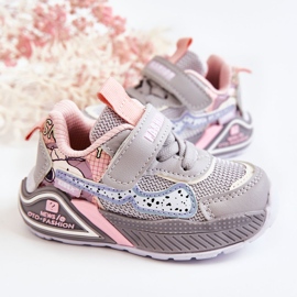 PJ2 Tênis infantil esportivo leve cinza Snoopy rosa 2