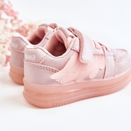 PA1 Sapatos esportivos infantis de couro com velcro rosa anjo 4