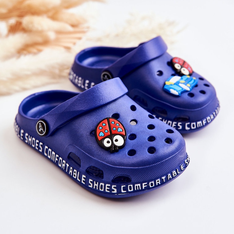 BM Chinelos infantis leves crocs com decoração azul marinho Bertis 2