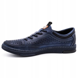 Polbut Sapatos de couro masculino para o verão K22 azul marinho 1