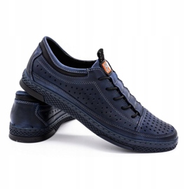 Polbut Sapatos de couro masculino para o verão K22 azul marinho 3