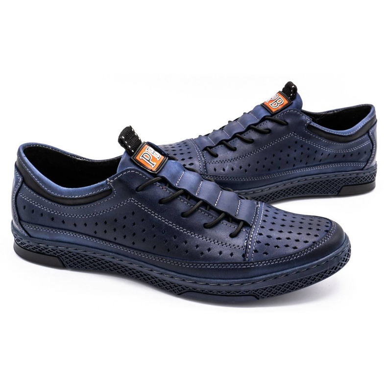 Polbut Sapatos de couro masculino para o verão K22 azul marinho 4