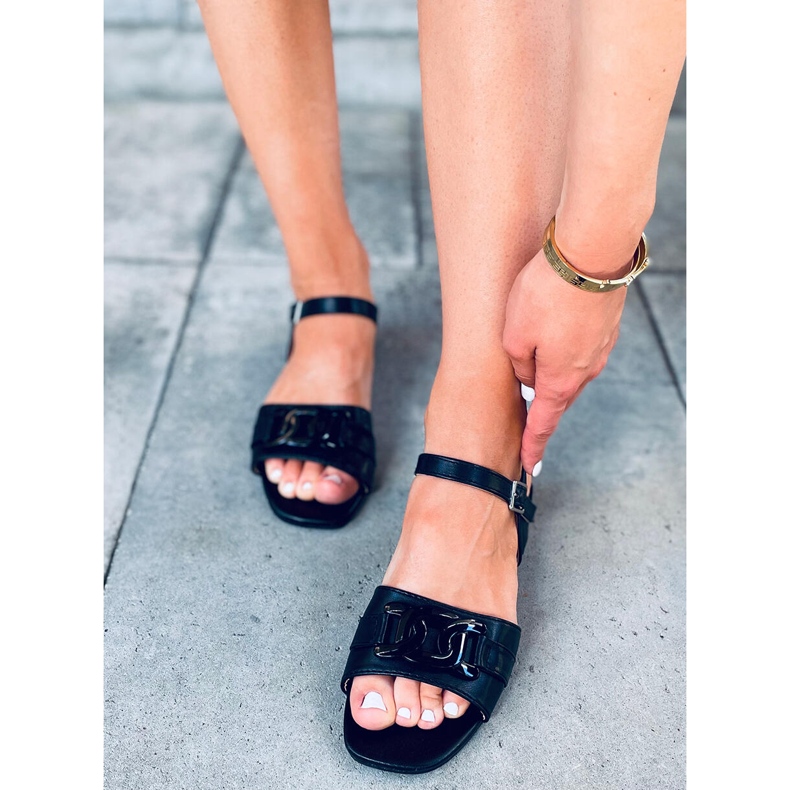 Iona Sandália preta de salto baixo preto 2