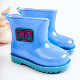 Botas de chuva azul para crianças brocado 1 Botas de chuva azul para crianças brocado 1
