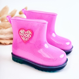 Botas de chuva de brocado infantil fúcsia rosa 1