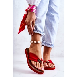 Chinelos femininos de tecido Big Star JJ274A349 vermelho 1