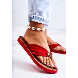 Chinelos femininos de tecido Big Star JJ274A349 vermelho 2