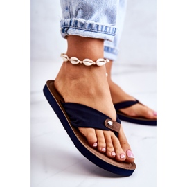 Chinelos femininos de tecido Big Star JJ274A346 azul marinho azul-marinho 1