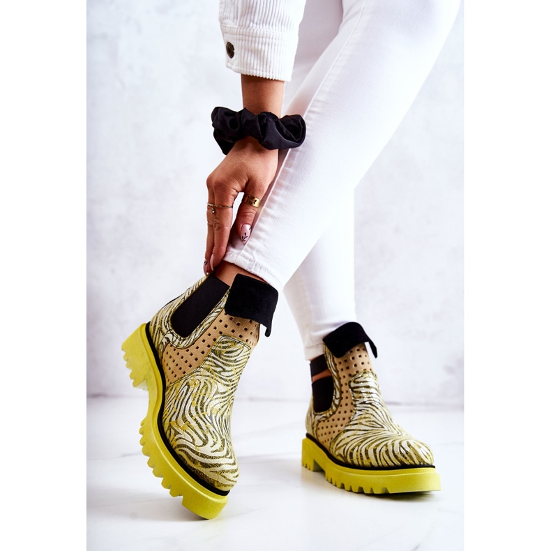 Botas de Couro Maciejka 05324-07 Amarelas bege verde amarelo 2