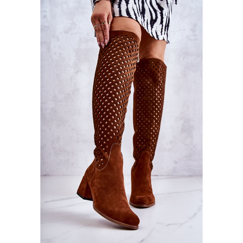 PA2 Botas de camurça generosas marrons vazadas marrom 1